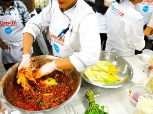 making kimchi